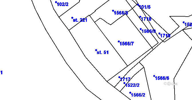 Parcela st. 51 v KÚ Rosice u Chrasti, Katastrální mapa