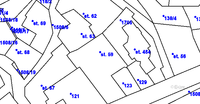 Parcela st. 59 v KÚ Rosice u Chrasti, Katastrální mapa