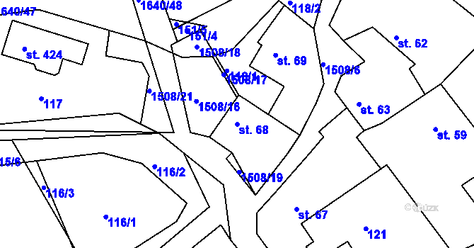 Parcela st. 68 v KÚ Rosice u Chrasti, Katastrální mapa