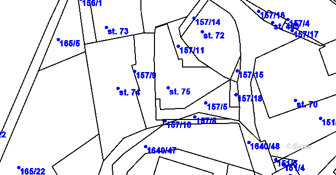 Parcela st. 75 v KÚ Rosice u Chrasti, Katastrální mapa