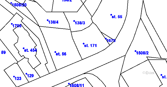 Parcela st. 171 v KÚ Rosice u Chrasti, Katastrální mapa