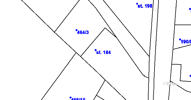 Parcela st. 184 v KÚ Rosice u Chrasti, Katastrální mapa