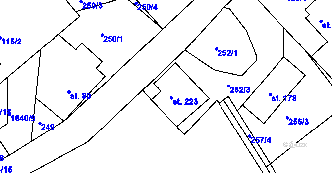 Parcela st. 223 v KÚ Rosice u Chrasti, Katastrální mapa