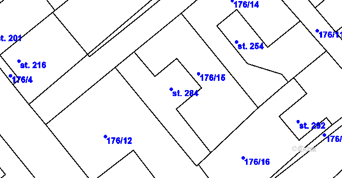 Parcela st. 284 v KÚ Rosice u Chrasti, Katastrální mapa
