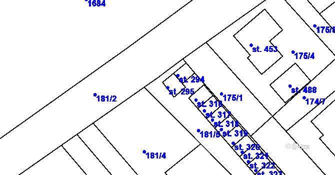 Parcela st. 295 v KÚ Rosice u Chrasti, Katastrální mapa