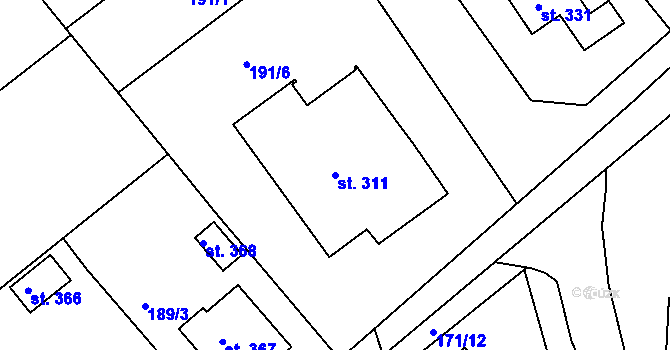 Parcela st. 311 v KÚ Rosice u Chrasti, Katastrální mapa