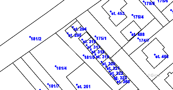 Parcela st. 317 v KÚ Rosice u Chrasti, Katastrální mapa