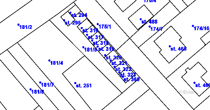 Parcela st. 320 v KÚ Rosice u Chrasti, Katastrální mapa