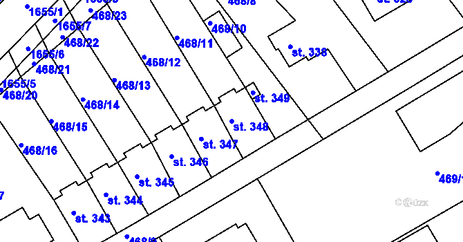 Parcela st. 348 v KÚ Rosice u Chrasti, Katastrální mapa