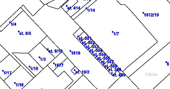Parcela st. 353 v KÚ Rosice u Chrasti, Katastrální mapa