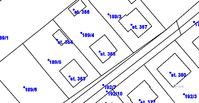 Parcela st. 365 v KÚ Rosice u Chrasti, Katastrální mapa