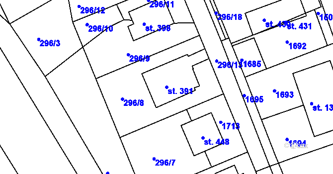 Parcela st. 391 v KÚ Rosice u Chrasti, Katastrální mapa