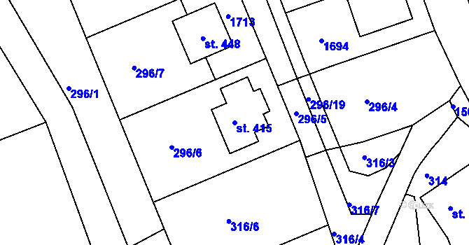Parcela st. 415 v KÚ Rosice u Chrasti, Katastrální mapa