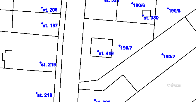Parcela st. 419 v KÚ Rosice u Chrasti, Katastrální mapa