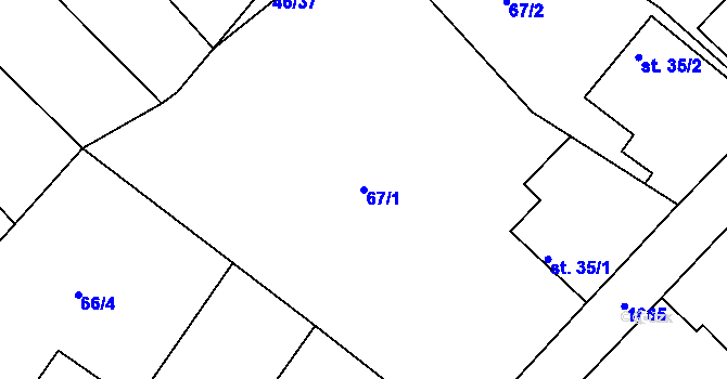 Parcela st. 67/1 v KÚ Rosice u Chrasti, Katastrální mapa