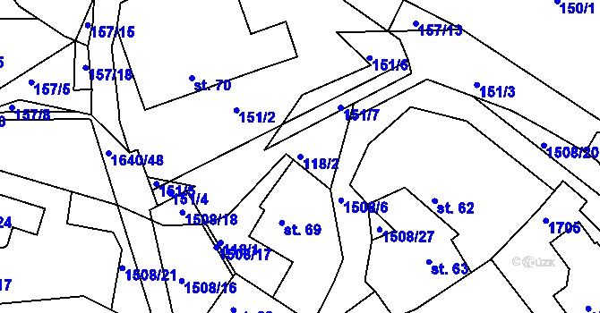 Parcela st. 118/2 v KÚ Rosice u Chrasti, Katastrální mapa