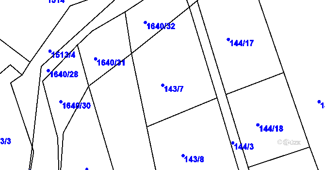 Parcela st. 143/7 v KÚ Rosice u Chrasti, Katastrální mapa