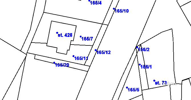 Parcela st. 165/12 v KÚ Rosice u Chrasti, Katastrální mapa