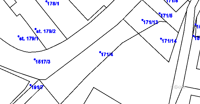 Parcela st. 171/4 v KÚ Rosice u Chrasti, Katastrální mapa