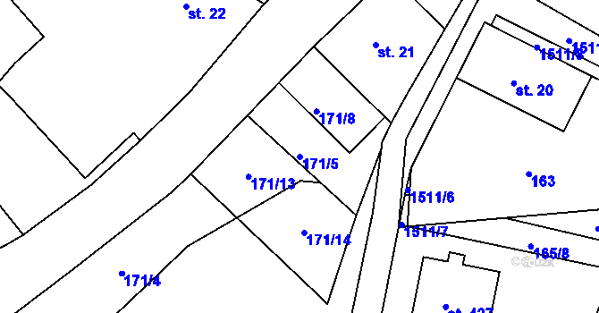 Parcela st. 171/5 v KÚ Rosice u Chrasti, Katastrální mapa