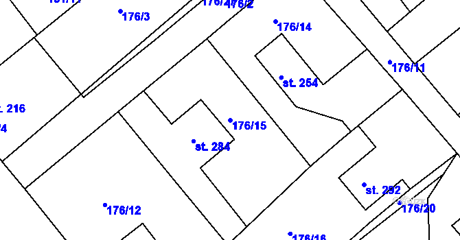 Parcela st. 176/15 v KÚ Rosice u Chrasti, Katastrální mapa