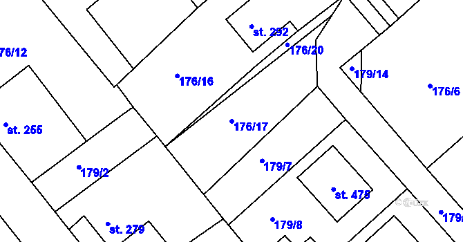 Parcela st. 176/17 v KÚ Rosice u Chrasti, Katastrální mapa