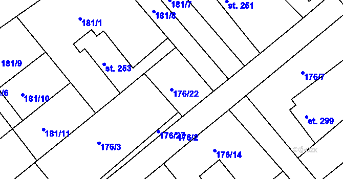 Parcela st. 176/22 v KÚ Rosice u Chrasti, Katastrální mapa