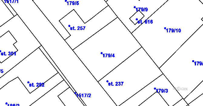 Parcela st. 179/4 v KÚ Rosice u Chrasti, Katastrální mapa