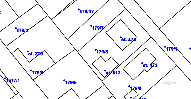 Parcela st. 179/8 v KÚ Rosice u Chrasti, Katastrální mapa