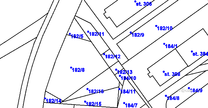 Parcela st. 182/12 v KÚ Rosice u Chrasti, Katastrální mapa