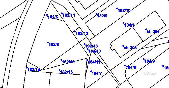 Parcela st. 182/13 v KÚ Rosice u Chrasti, Katastrální mapa