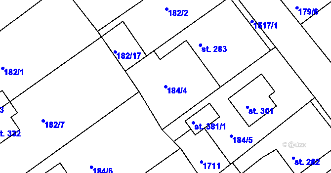 Parcela st. 184/4 v KÚ Rosice u Chrasti, Katastrální mapa