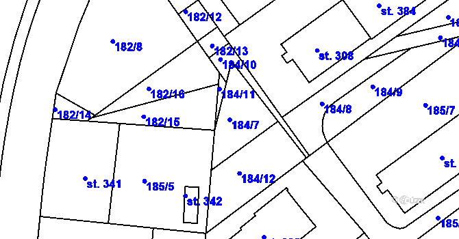 Parcela st. 184/7 v KÚ Rosice u Chrasti, Katastrální mapa