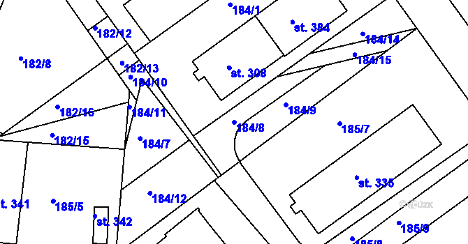 Parcela st. 184/8 v KÚ Rosice u Chrasti, Katastrální mapa
