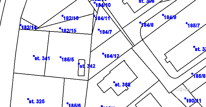Parcela st. 184/12 v KÚ Rosice u Chrasti, Katastrální mapa