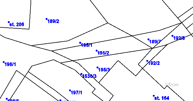 Parcela st. 195/2 v KÚ Rosice u Chrasti, Katastrální mapa
