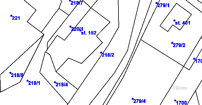 Parcela st. 218/2 v KÚ Rosice u Chrasti, Katastrální mapa