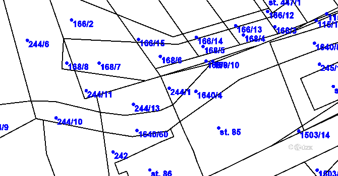 Parcela st. 244/1 v KÚ Rosice u Chrasti, Katastrální mapa