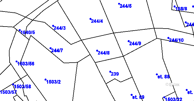Parcela st. 244/8 v KÚ Rosice u Chrasti, Katastrální mapa