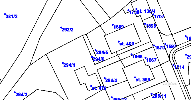 Parcela st. 294/5 v KÚ Rosice u Chrasti, Katastrální mapa