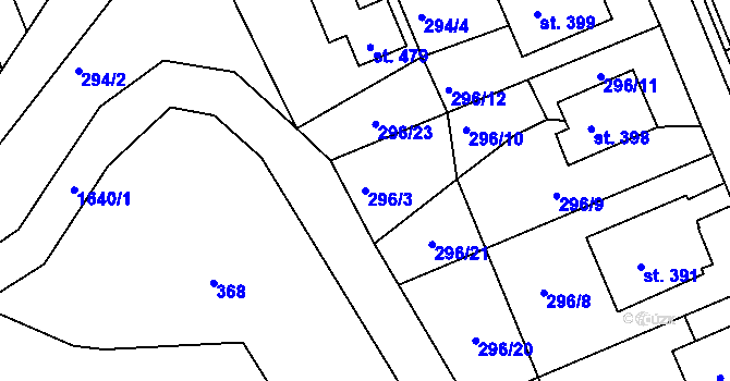 Parcela st. 296/3 v KÚ Rosice u Chrasti, Katastrální mapa