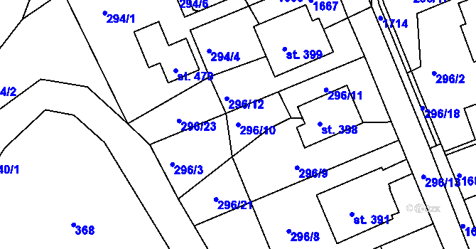 Parcela st. 296/10 v KÚ Rosice u Chrasti, Katastrální mapa