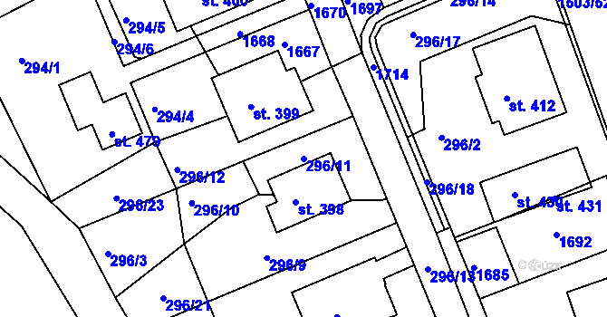 Parcela st. 296/11 v KÚ Rosice u Chrasti, Katastrální mapa