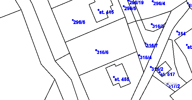 Parcela st. 316/6 v KÚ Rosice u Chrasti, Katastrální mapa