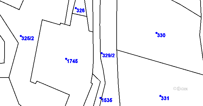 Parcela st. 329/2 v KÚ Rosice u Chrasti, Katastrální mapa