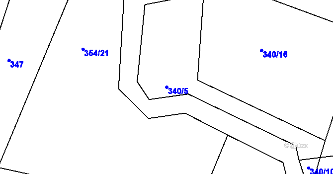 Parcela st. 340/5 v KÚ Rosice u Chrasti, Katastrální mapa