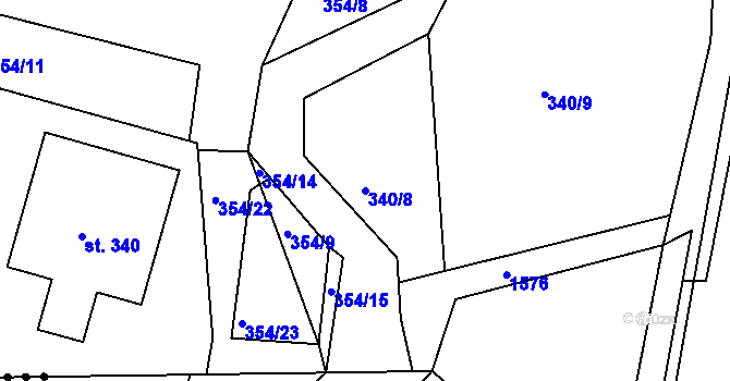 Parcela st. 340/8 v KÚ Rosice u Chrasti, Katastrální mapa