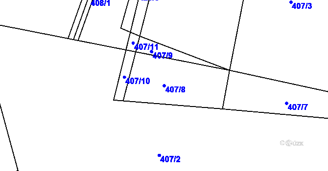 Parcela st. 407/8 v KÚ Rosice u Chrasti, Katastrální mapa
