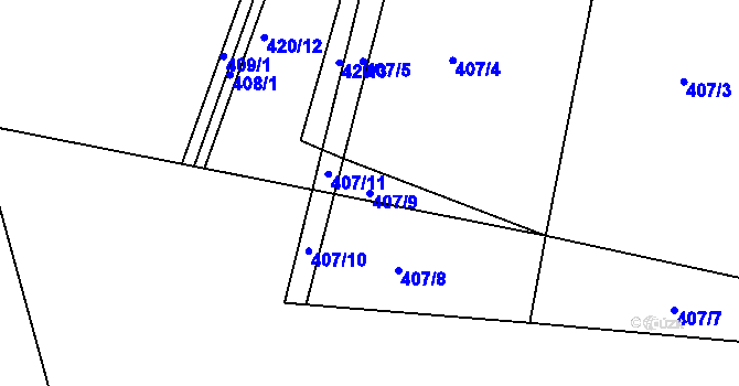 Parcela st. 407/9 v KÚ Rosice u Chrasti, Katastrální mapa