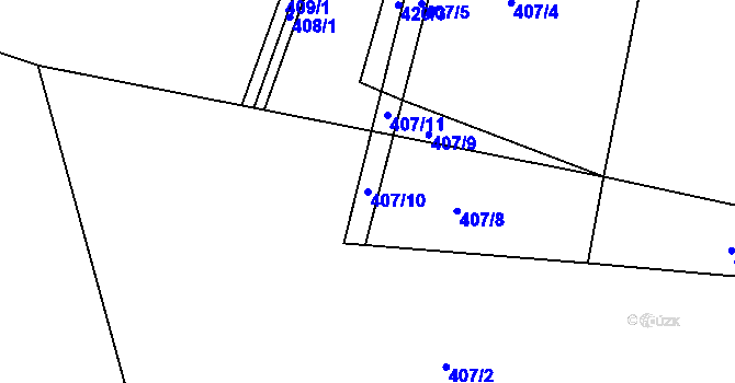 Parcela st. 407/10 v KÚ Rosice u Chrasti, Katastrální mapa